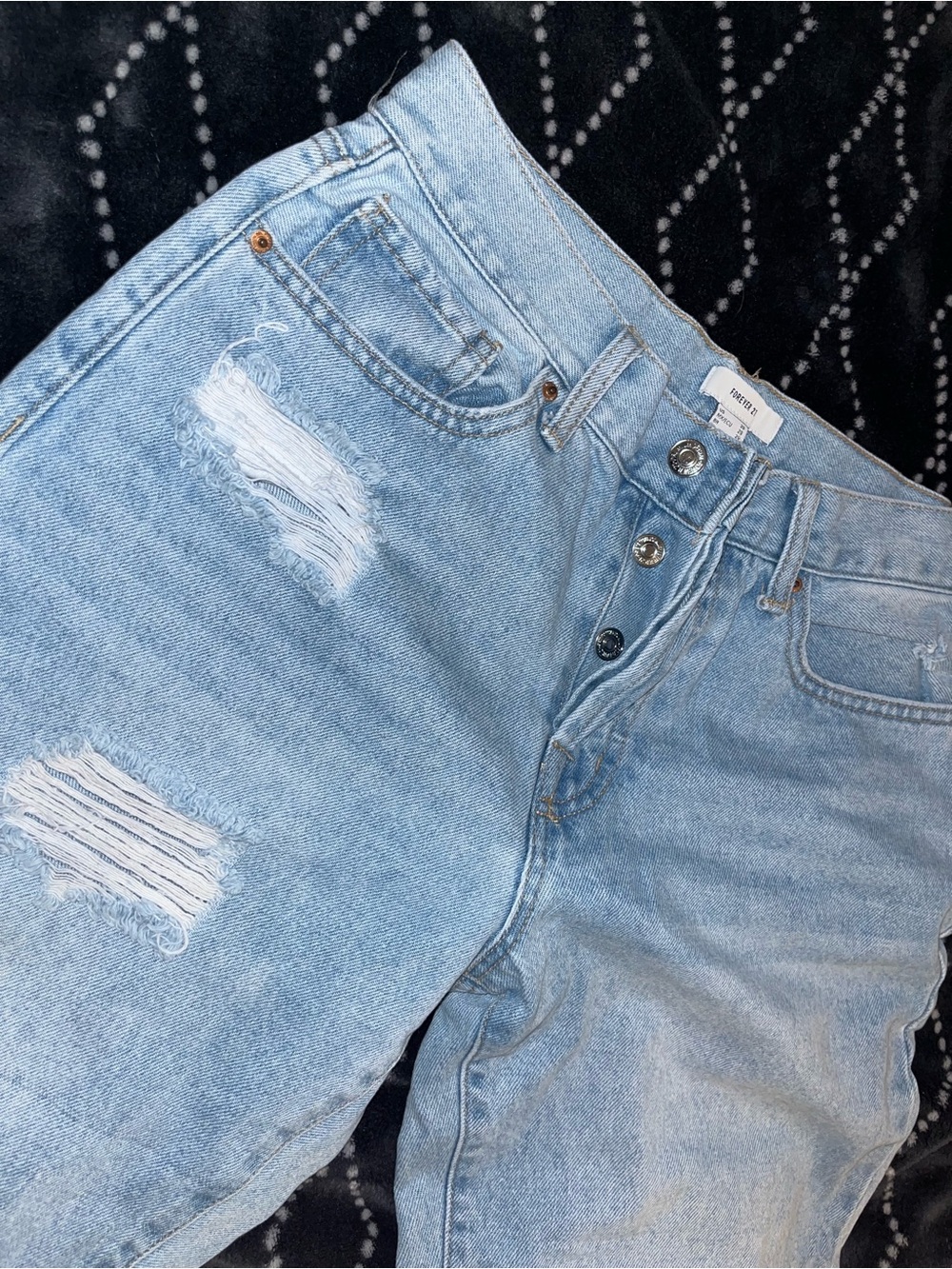 Forever 21 Light Blue Distressed Boyfriend Jeans